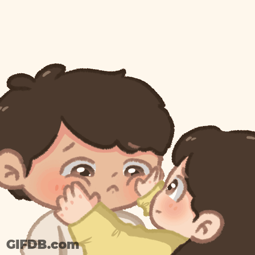 Boy And Girl Touching Their Faces GIF