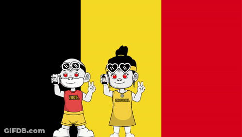 Boy And Girl With Flag, Girl In Imdb Shirt GIF