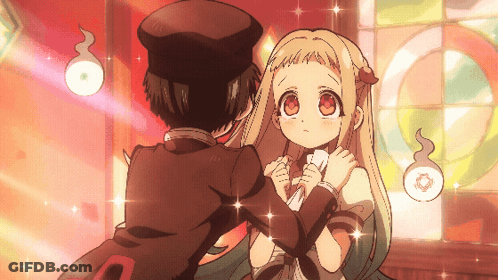 Boy And Girl With Ghost Behind Them GIF