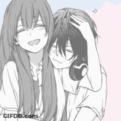 Boy And Girl With Headphones Drawing GIF
