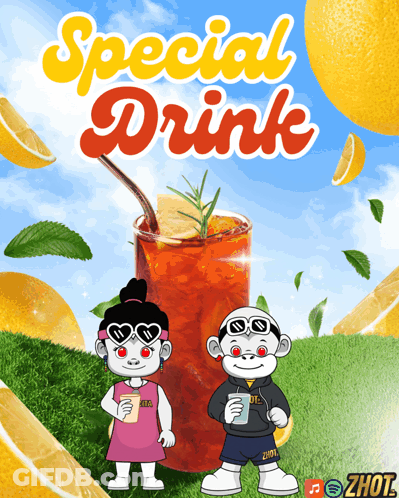 Boy And Girl With Special Drink GIF