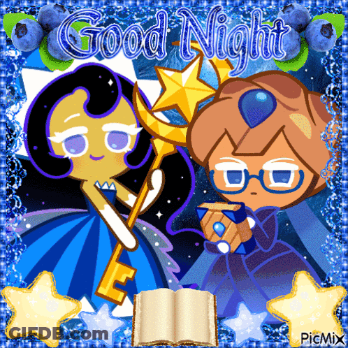 Boy And Girl With Words Good Night GIF
