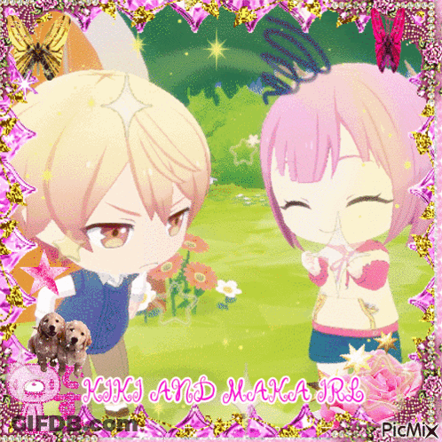 Boy And Girl With Words Kiki And Maka Jrl GIF