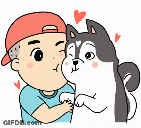 Boy And Husky Share A Loving Moment GIF