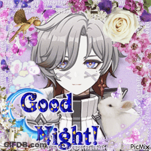 Boy And Rabbit Saying Good Night GIF