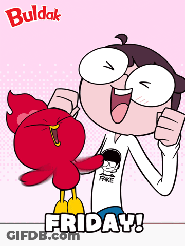 Boy And Red Bird Saying Friday GIF