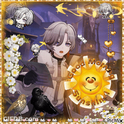 Boy And Sun Saying Good Morning Sunshine GIF