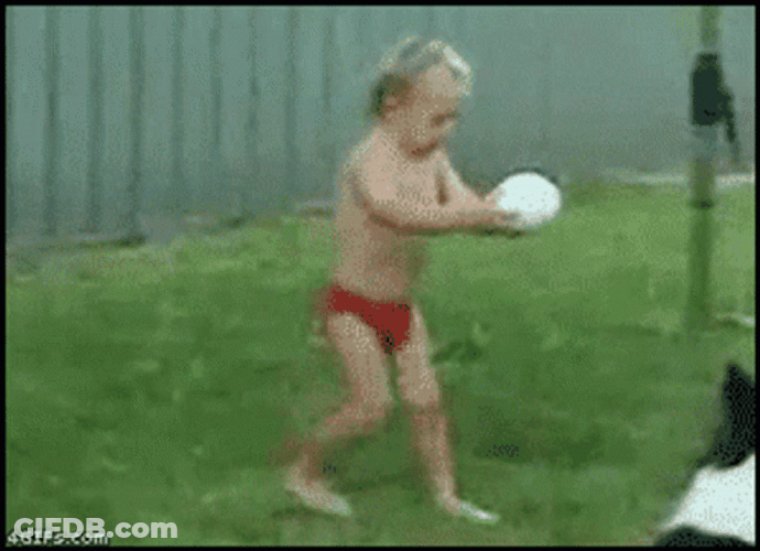 Boy Being Excited With Kickball GIF