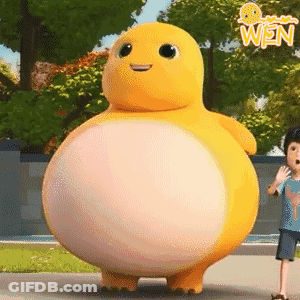 Boy Beside Yellow White Cartoon Character GIF