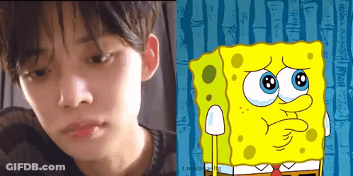 Boy Crying Next To SpongeBob GIF