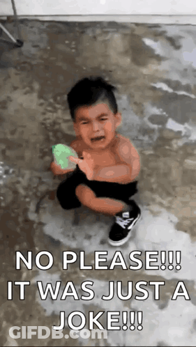 Boy Crying With Water Balloon GIF