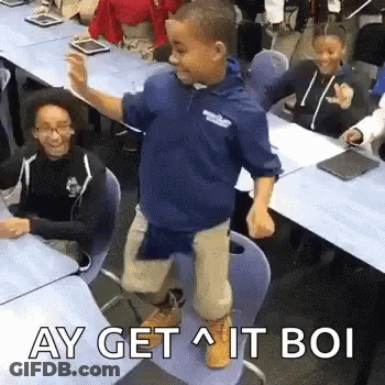 Boy Dancing In Classroom In Front Of Students GIF