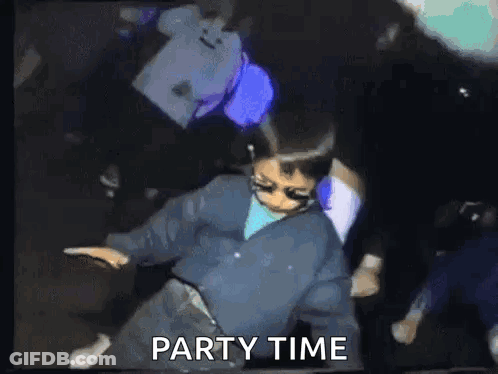 Boy Dancing With Party Time Text GIF