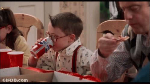 Boy Drinking Pepsi While Man Feeds Him GIF