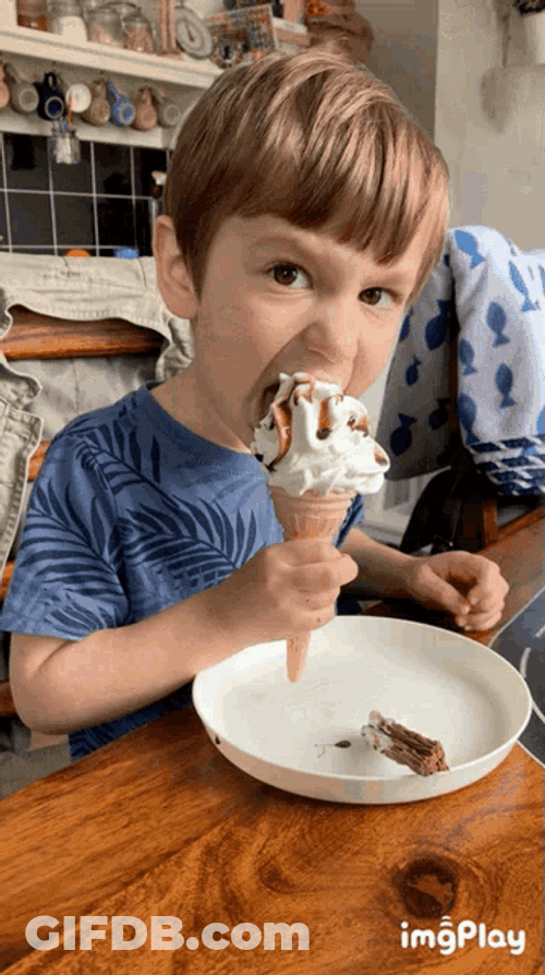 Boy Eating Ice Cream Thumbs Up Kid GIF