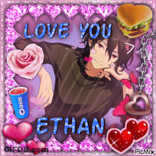 Boy Ethan Surrounded By Hearts GIF