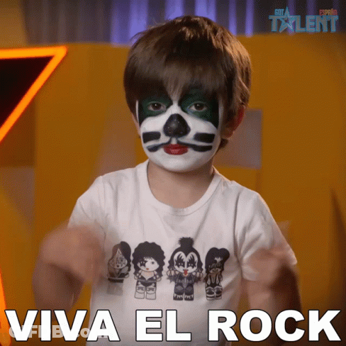 Boy Face Paint Kiss T-Shirt Viva El Rock GIF