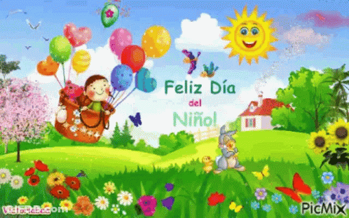 Boy Flying In Hot Air Balloon In Park GIF