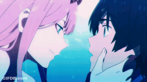 Boy Girl Eyes Closed Looking At Each Other GIF