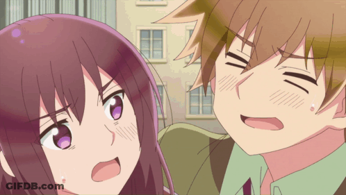 Boy Girl Purple Eyes Looking At Each Other GIF