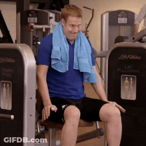 Boy Go To The Gym Uses Biceps Curl GIF