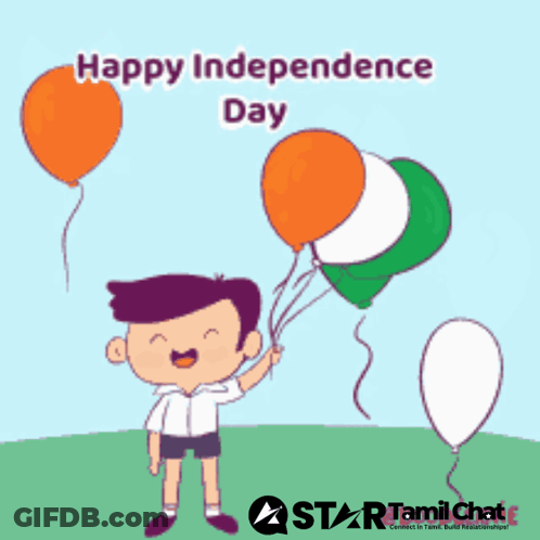 Boy Holding Balloons Happy Independence Day GIF