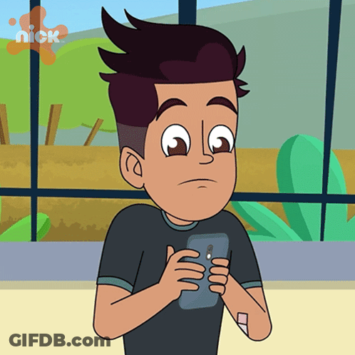Boy Holding Cell Phone With Nick Logo GIF