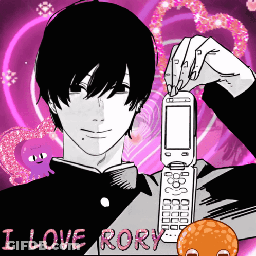 Boy Holding Flip Phone I Love Rory GIF