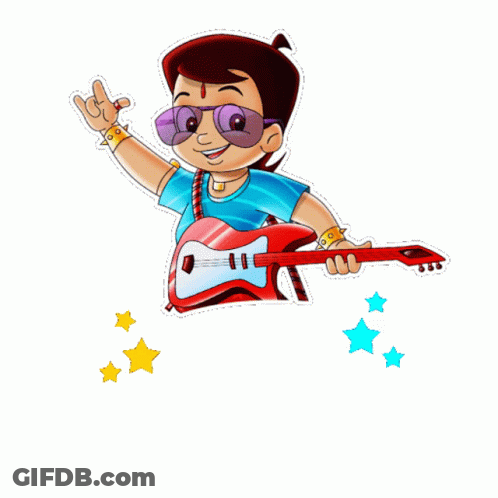Boy Holding Guitar Saying Let's Party GIF
