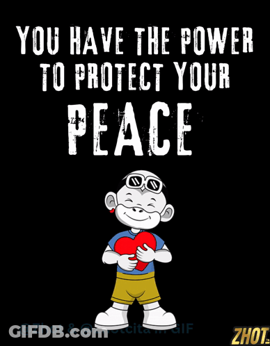 Boy Holding Heart With Protect Your Peace Poster GIF