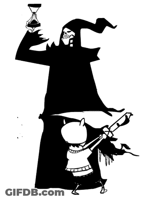 Boy Holding Out Grim Reaper GIF