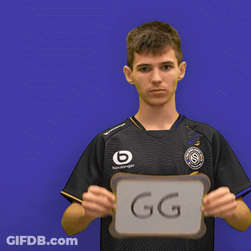 Boy Holding Sign Saying GG GIF
