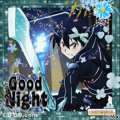 Boy Holding Sword Saying Good Night GIF