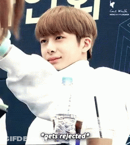 Boy Holding Water Bottle Gets Rejected GIF