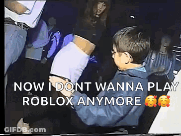 Boy Holding Woman's Arm Says Now I Don't Wanna Play Roblox Anymore GIF