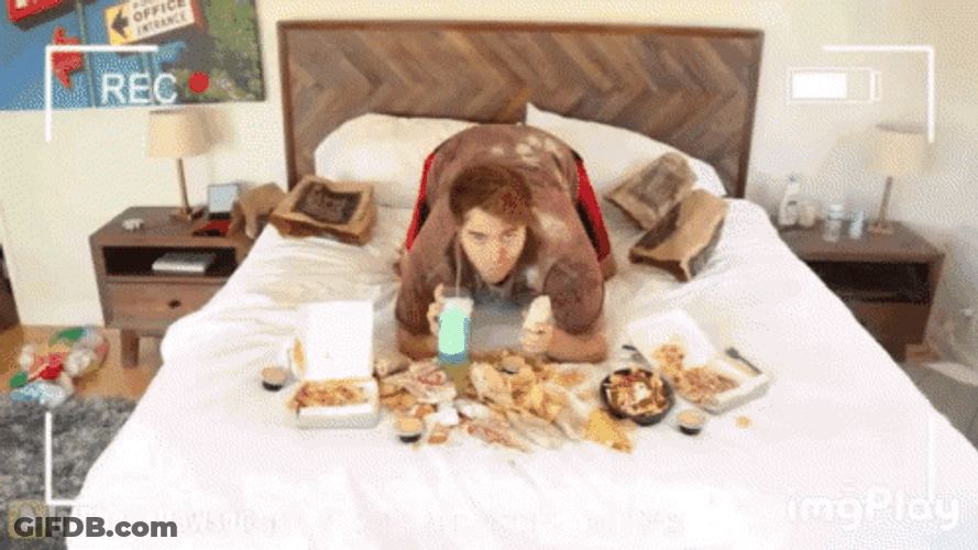 Boy In Bed Having Taco Bell GIF