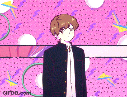 Boy In Black Jacket On Pink Background GIF