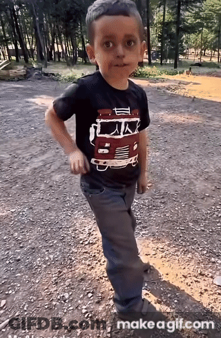 Boy In Black Shirt With Truck GIF