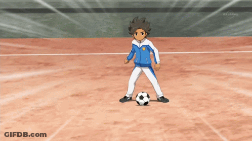 Boy In Blue And White Jacket With Soccer Ball GIF