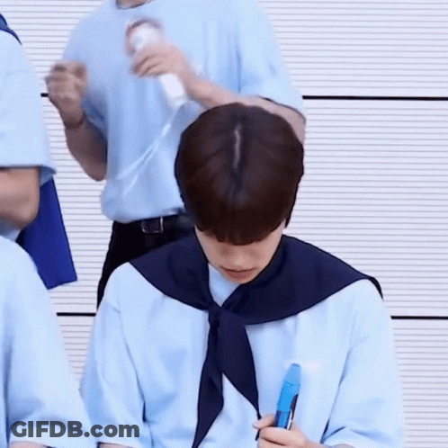 Boy In Blue Beret Sitting Next To Boy In Blue Shirt GIF