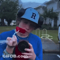 Boy In Blue Hat With Letter R GIF
