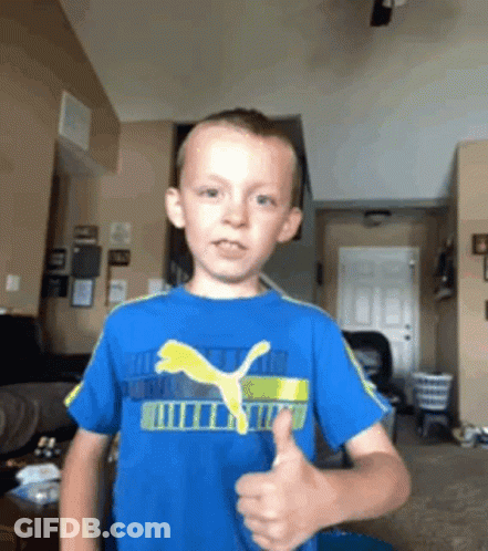 Boy In Blue Puma Shirt Thumbs Up GIF