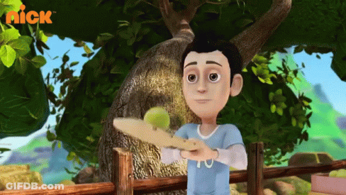 Boy In Blue Shirt Holding Tennis Racket In Front Of Nick Logo GIF