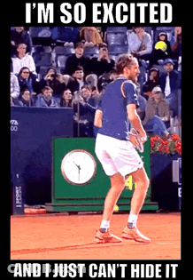Boy In Blue Shirt Jumping Near Clock GIF