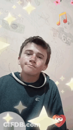 Boy In Blue Shirt With Letter G GIF