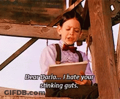 Boy In Bow Tie Reading Dear Darla I Hate Your Stinking Guts GIF