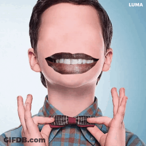 Boy In Bow Tie With Fake Mouth GIF