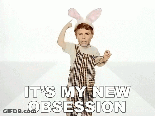 Boy In Bunny Ears And Overalls Says My New Obsession GIF