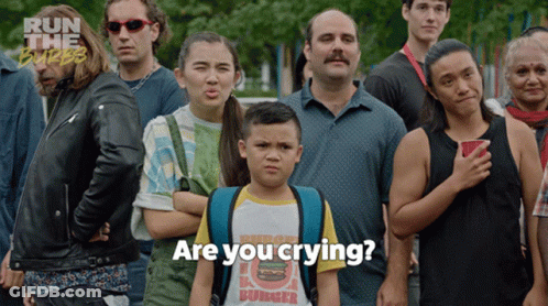 Boy In Burger King Shirt Crying In Crowd GIF