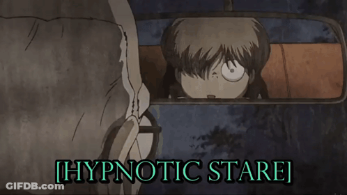 Boy In Car With Hypnotic Stare GIF